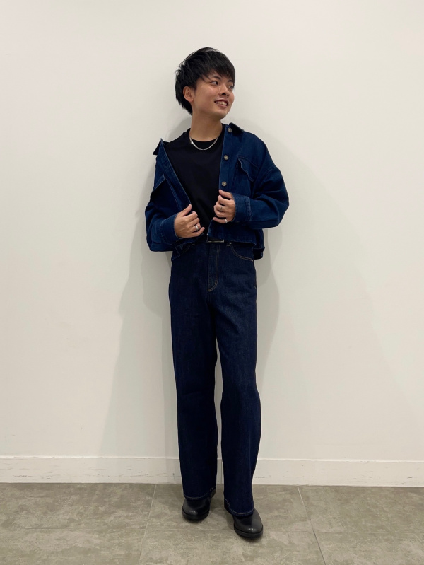 ハイウエストセミワイドジーンズ(丈標準72～76cm)（レディース）の着用