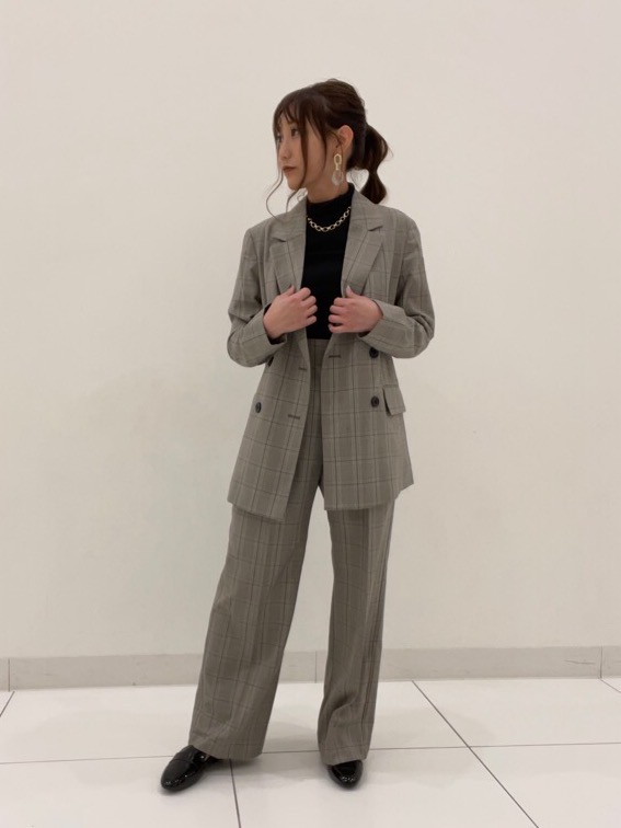 GU ☆ チェックキャミ、リブハイネック、チェックパンツのセットアップ 