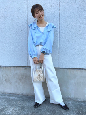 その他 cono GU公式 | ラッフルカラーブラウス(長袖)