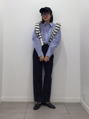 GU公式 | コットンブレンドワッフルボーダーセーター(長袖)