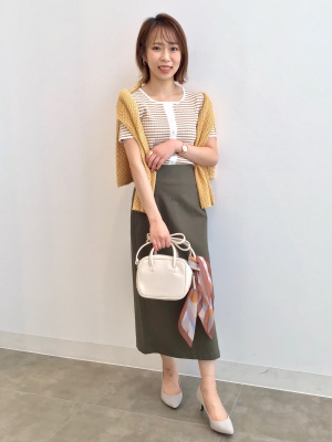 GU公式 | リブコンパクトカーディガン(半袖)(マルチボーダー)