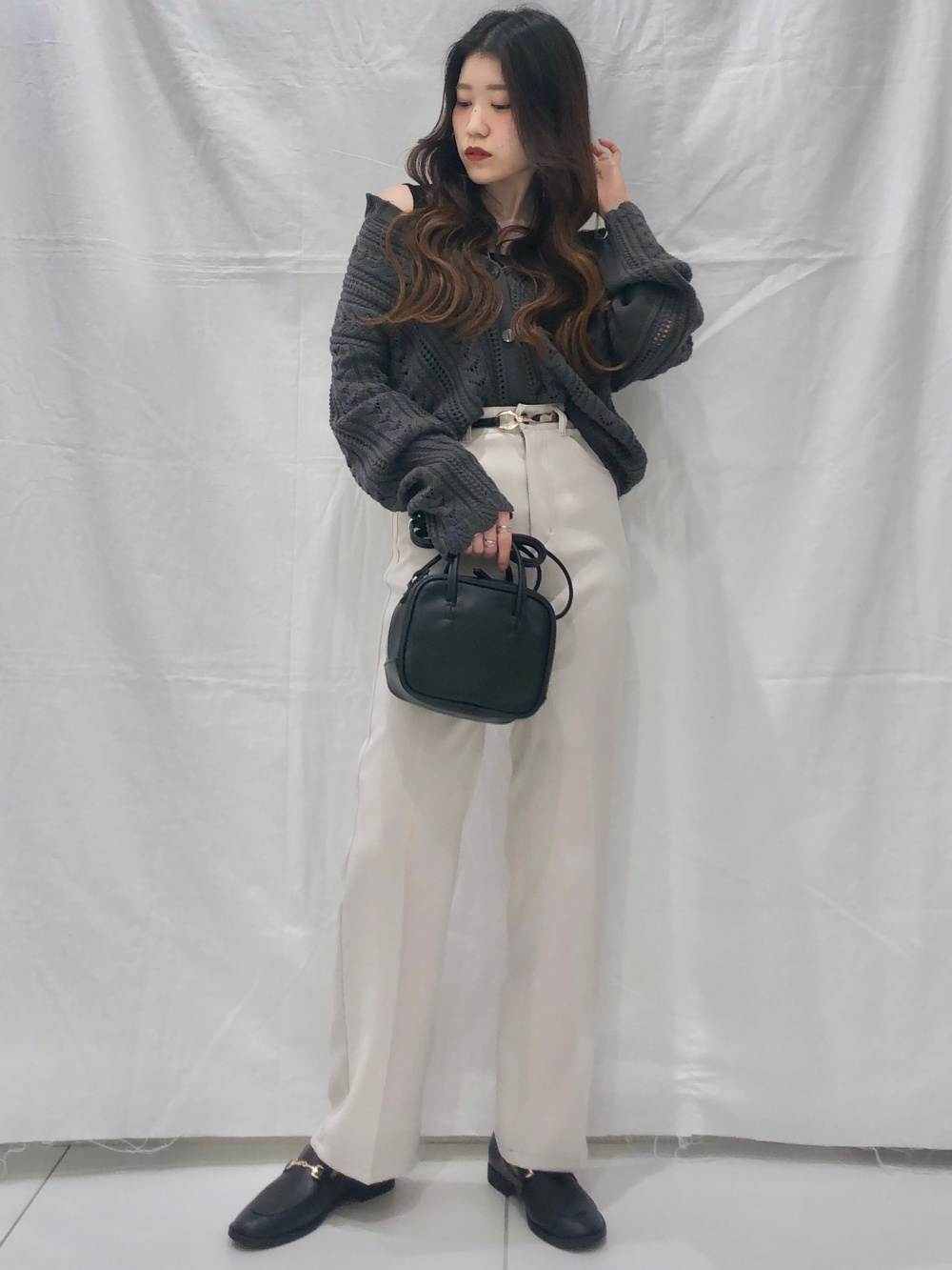 リブスクエアネックニットタンクトップ、2WAYレーシー