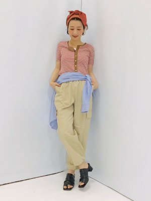 GU公式 | リブコンパクトカーディガン(半袖)(マルチボーダー)