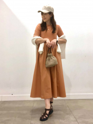 GU公式 | 布帛コンビネーションフレアワンピース(半袖)Z+E