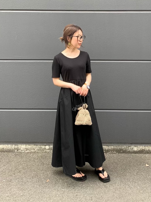 【おまとめ】 L-5223 5414 布帛コンビネーションフレアワンピース(半袖)Z+E（レディース