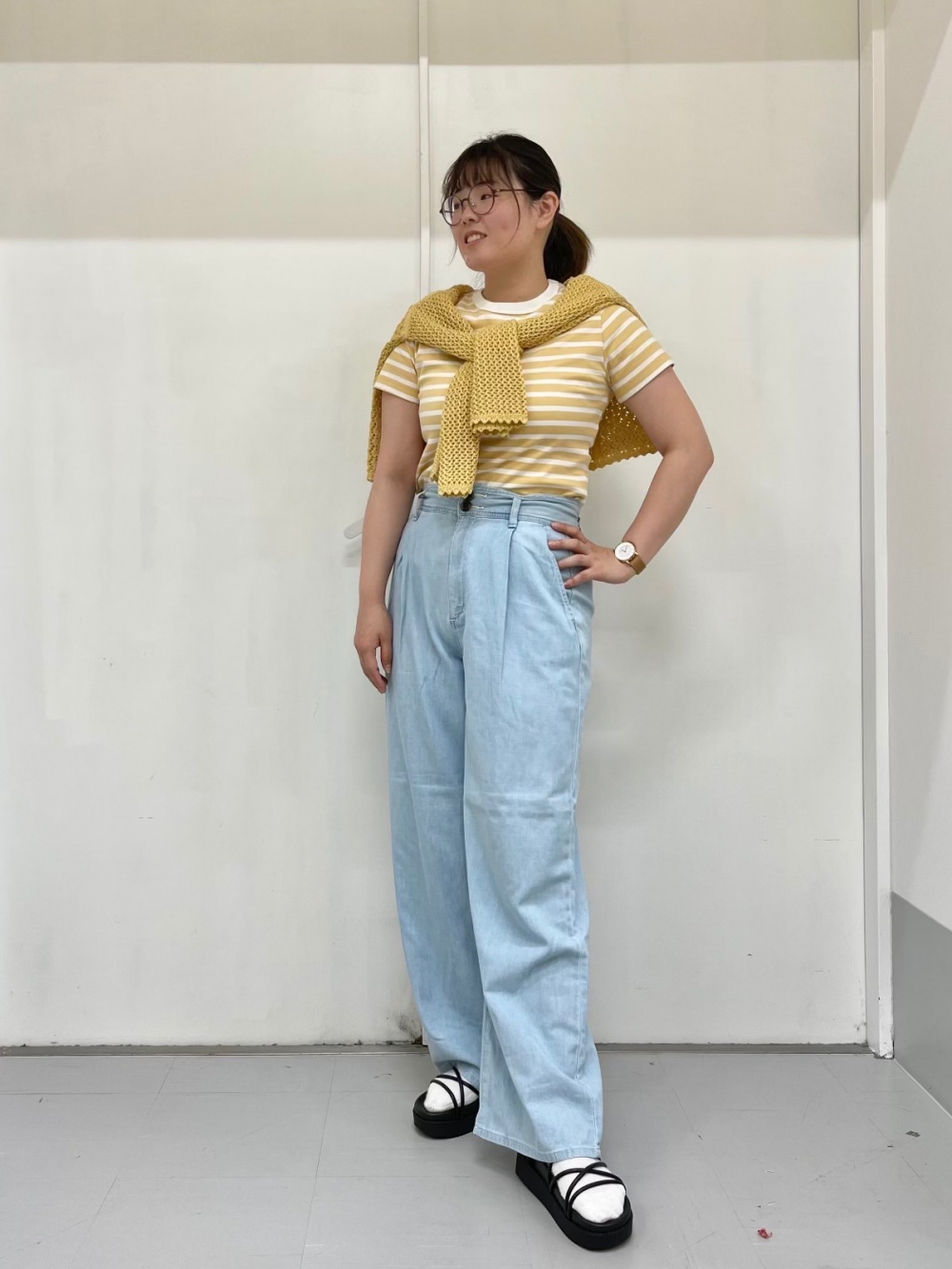 2WAYレーシーフレアスリーブセーター(長袖)、コットンボーダーミニT 