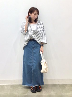 GU公式 | オックスフォードオーバーサイズシャツ(5分袖)(ストライプ)