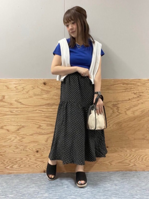 ビビページ GU公式 | ドットプリントアシンメトリーティアードスカートQ