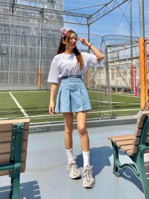 Gu公式 デニムタックミニスカートyg X ファッション通販サイト