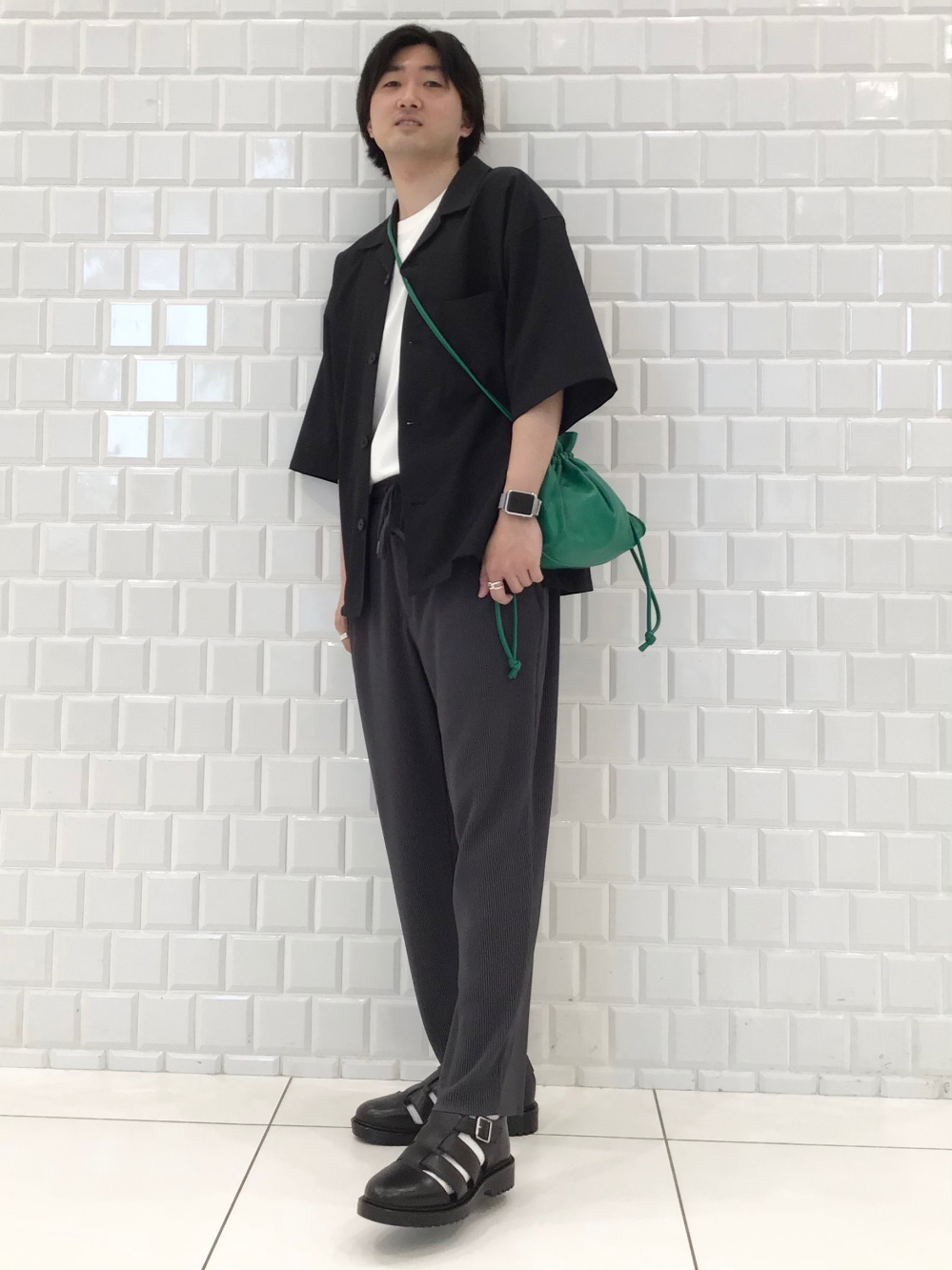 ★Life Work★オーバーフィット シャツ＆パンツ セットアップ ドライリラックスフィットオープンカラーシャツ(5分袖