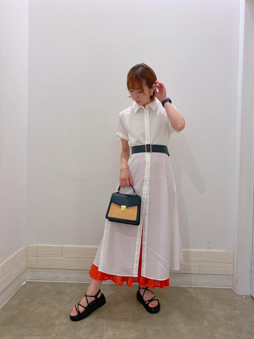 2WAYレーシーフレアスリーブセーター(長袖)、コットンボーダーミニT 