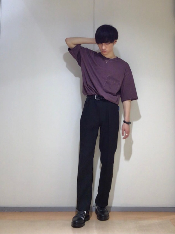 ウォッシュドカットオフビッグT(5分袖)NT+E（メンズ）の着用