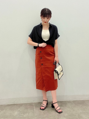 Uri（感謝） GU公式 | ボタンラップナローミディスカートNTQ+E