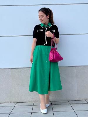 にっく(左側２つ) GU公式 | フロントポケットバイカラーカーディガン(半袖)YG