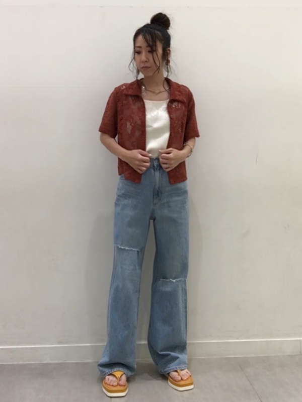 ※nishiさま専用 GU公式 | ハイウエストセミワイドジーンズ(クラッシュ)