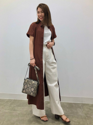 GU公式 | カラーシャツワンピース(半袖)