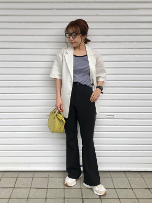 あゆページ GU公式 | リネンブレンドオーバーサイズハーフスリーブジャケット