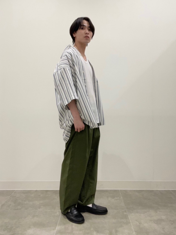 専用出品 GU公式 | オックスフォードオーバーサイズシャツ(5分袖)(ストライプ)