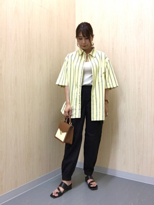 専用 いずみさん GU公式 | オックスフォードオーバーサイズシャツ(5分袖)(ストライプ)