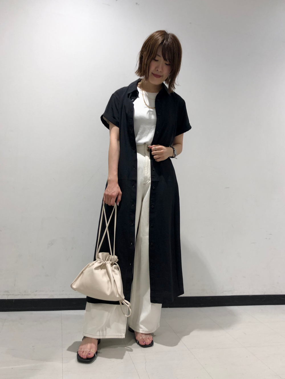 2WAYレーシーフレアスリーブセーター(長袖)、コットンボーダーミニT 