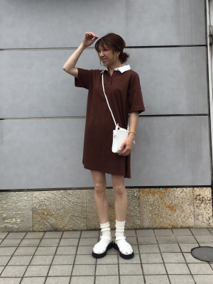 Gu公式 バイカラーポロミニワンピース 半袖 Q ファッション通販サイト