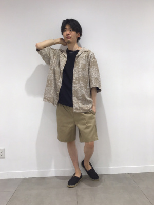 GU公式 | オープンカラーシャツ(5分袖)(バンダナ)