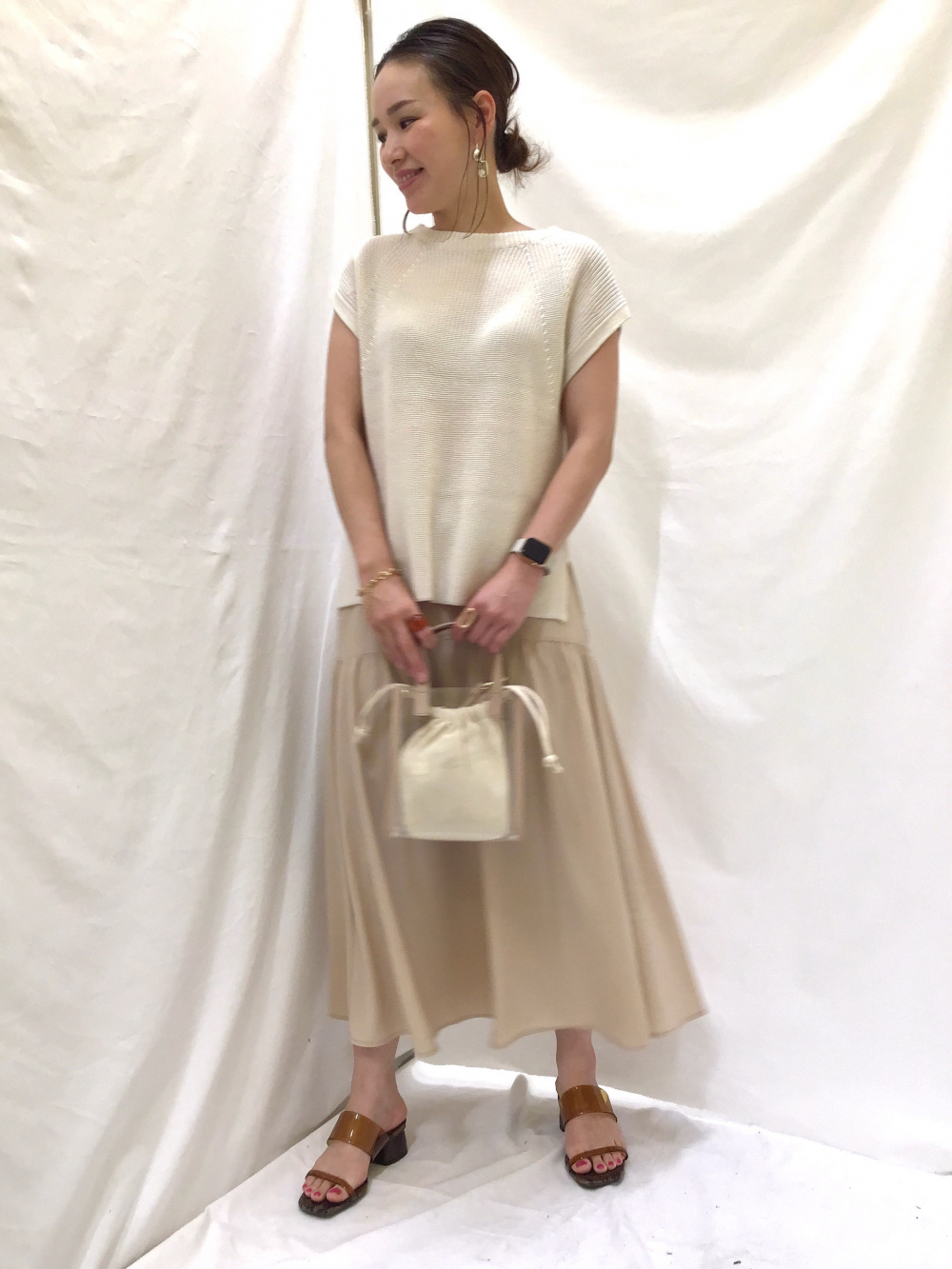 シアーコットン ノースリーブ シャツワンピース Isn't She？ ワンピース レースアップシアージャガード