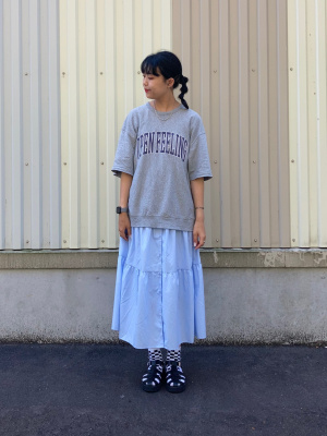 GU公式 | Vネックティアードワンピース(5分袖)