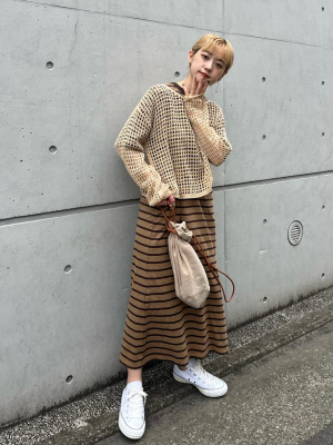 GU公式 | Tワンピース(5分袖)(ボーダー)RS+X