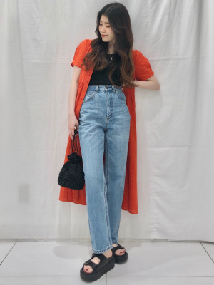 琉晴 GU公式 | レースフロントボタンワンピース(半袖)YG