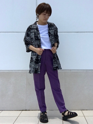 murasaki様　3点　ウェア GU公式 | オープンカラーシャツ(5分袖)(バンダナ)