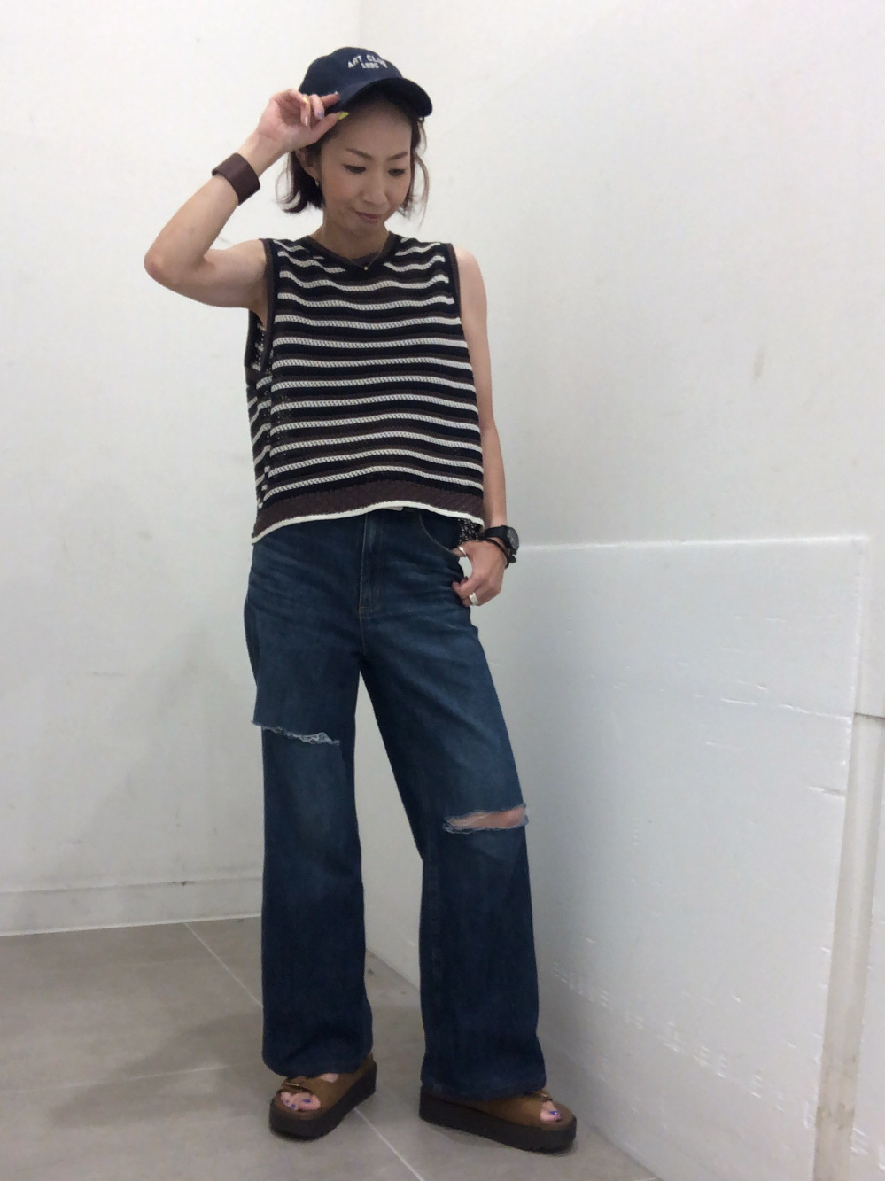 MidiUmi ハイウエストワイドストレートデニム （その他パンツ