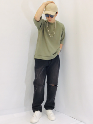 kaerumallページ GU公式 | ドライダブルフェイスビッグプルオーバー(5分袖)