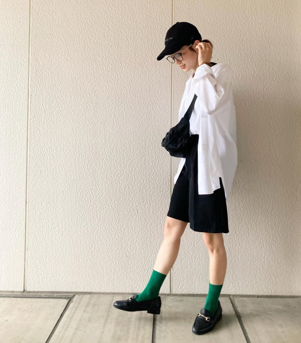 センタープレスバミューダパンツ(セットアップ可能)のコーディネート