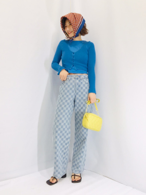 専用　Mサイズ GU公式 | チェッカーボードストレートジーンズYT+X