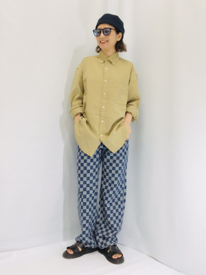 GU公式 | チェッカーボードストレートジーンズYT+X