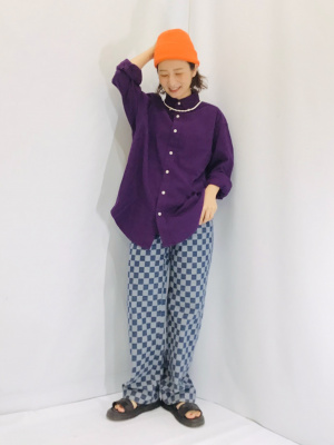 GU公式 | チェッカーボードストレートジーンズYT+X