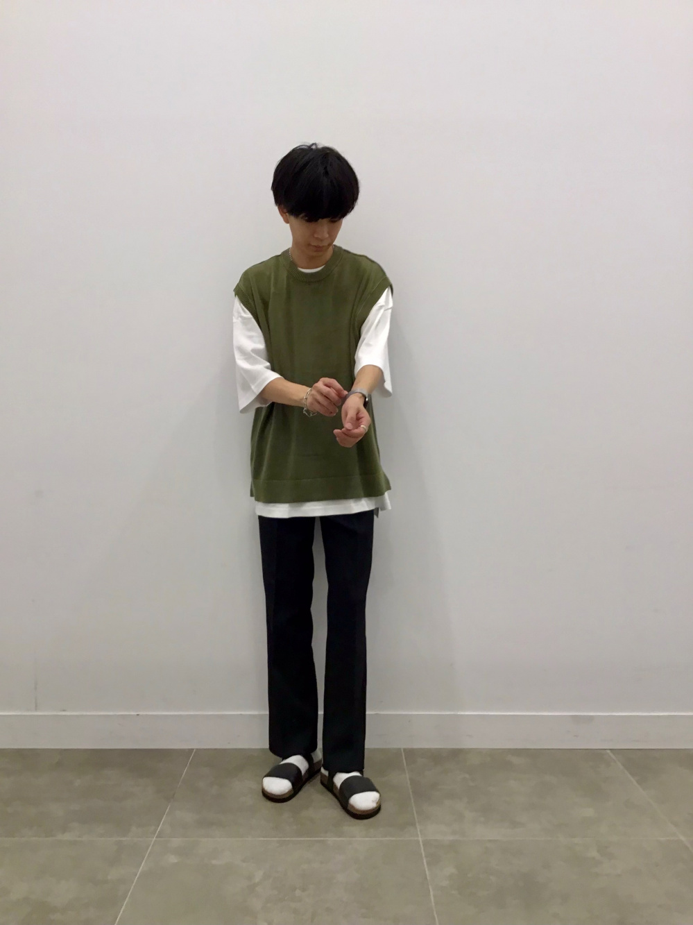 セットアップ トップス パンツ ルーズフィット カジュアル ルーズフィットT(5分袖)、シェフパンツ(セットアップ可能)」の
