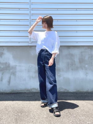 Gu公式 ハイウエストセミワイドジーンズ 丈標準72 76cm ファッション通販サイト