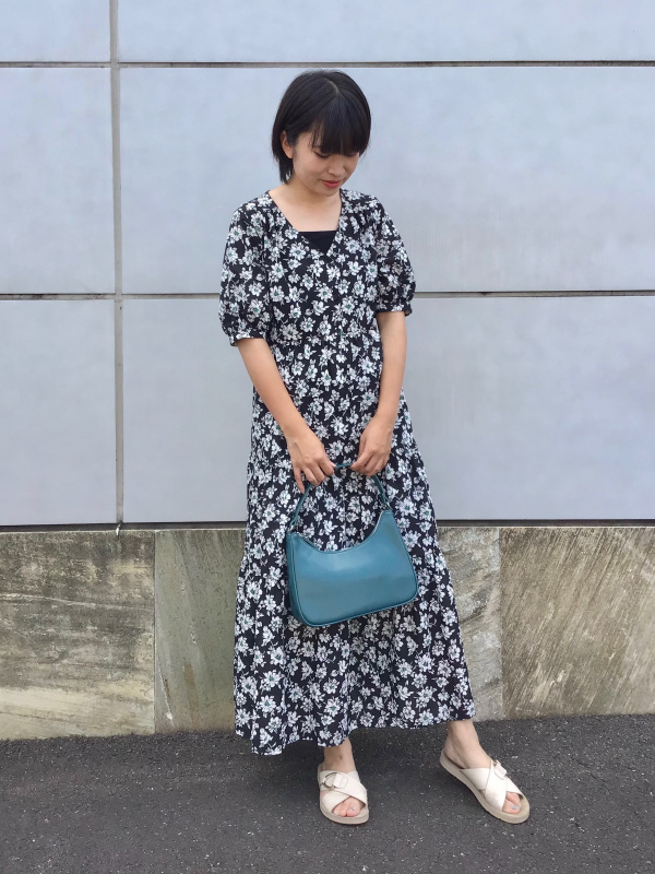 フラワープリントVネックワンピース レースレディース Lace Ladies  