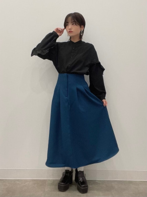 GU公式 | ラッフルスリーブブラウス(長袖)Q