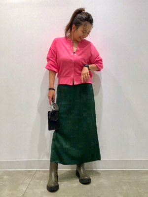 GU公式 | ダブルジャカードチェックニットスカートQ