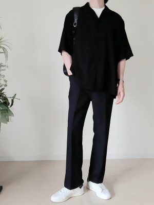 GU公式 | オープンカラーシャツ(5分袖)