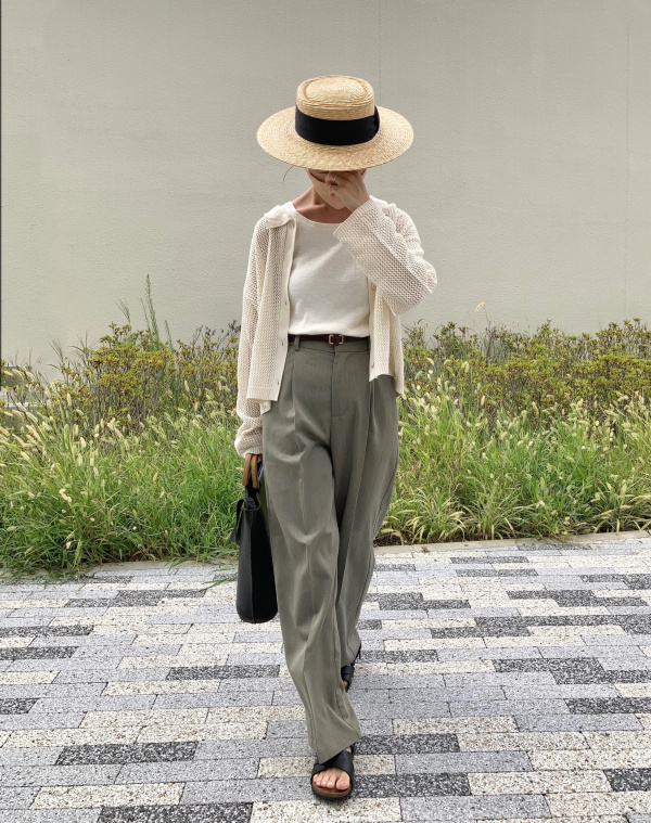 メッシュカーディガン(長袖)NTQ+E（レディース）の着用