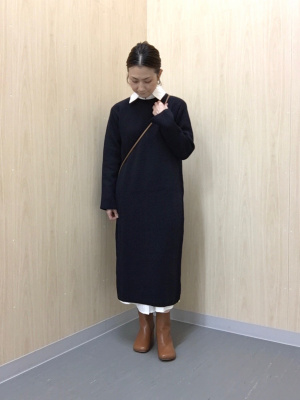 【TID M157D】ボールルームワンピース(黒) GU公式 | ウエストタックシャツワンピース(長袖)