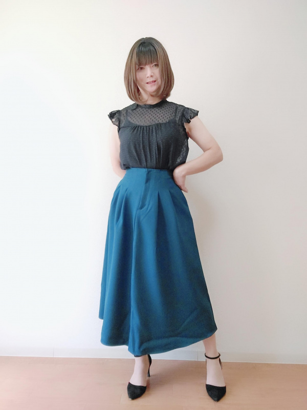 シアードットフリルブラウス(半袖)Z+E（レディース）の着用