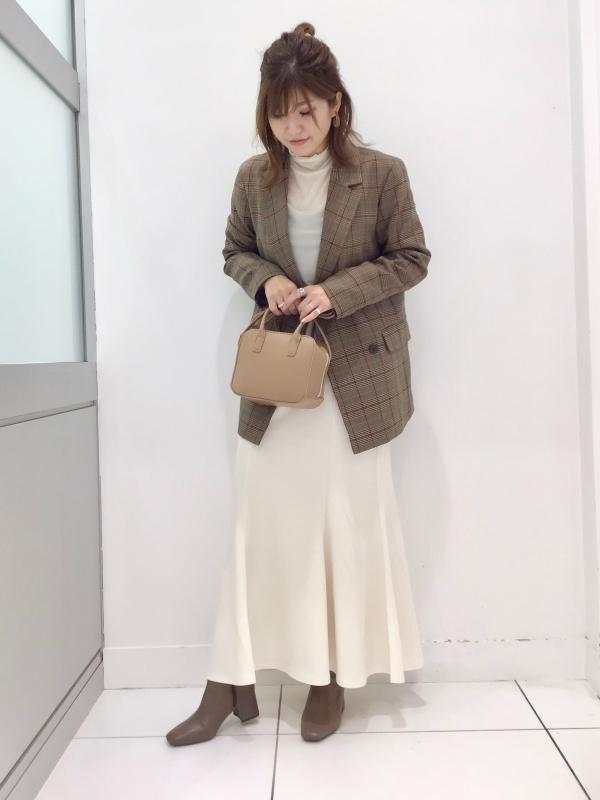 新品☆GUダブルブレストチェックジャケット ジーユー BROWN