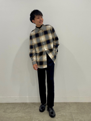 GU公式 | フランネルリラックスフィットシャツ(長袖)(チェック1)