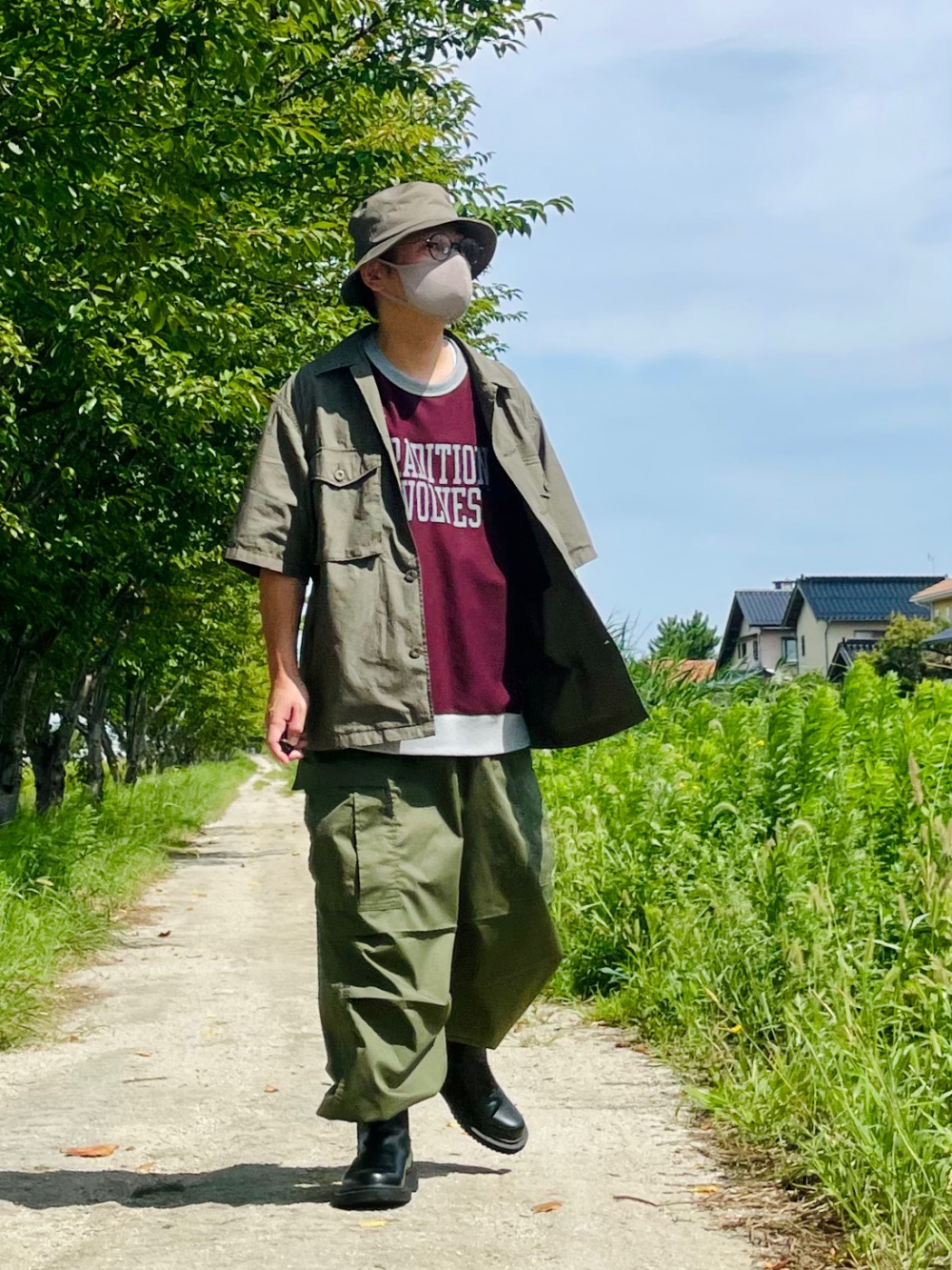 みてぃ〜 スウェT(5分袖)(カラーブロック)、ハイウエストセミワイド