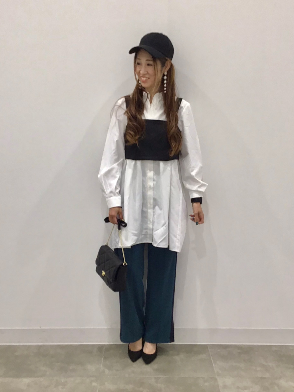 シフォンスリーブニットワンピース(7分袖)Z、キルティング